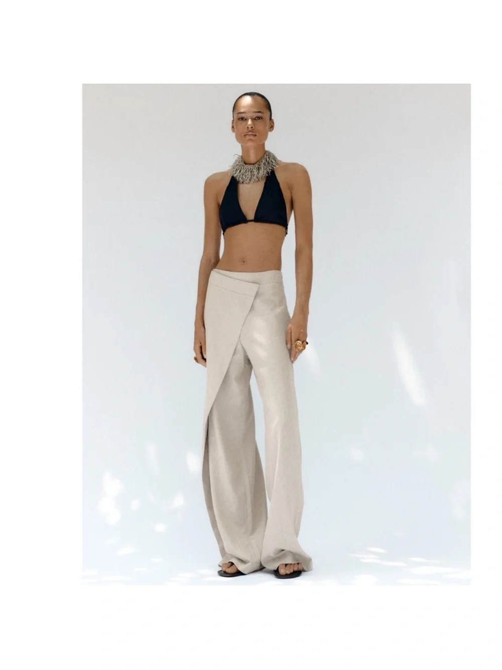 Zara LINEN BLEND PAREO PANTS